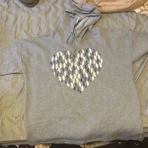 Blue grey and white heart design hoodie unworn